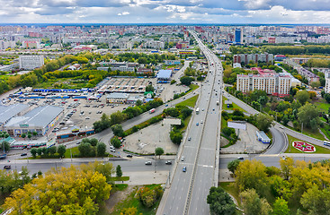 Image showing Aerial view on Permyakova street. Tyumen. Russia