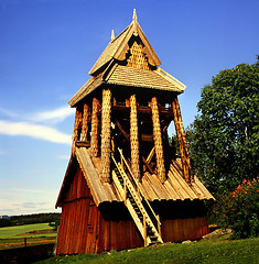 Image showing The Bell tower at Trönö Old Church, a medieval church.