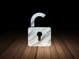 Image showing Information concept: Opened Padlock in grunge dark room