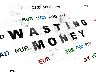 Image showing Money concept: Wasting Money on Digital background