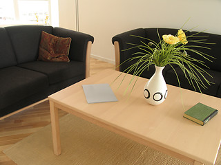 Image showing Black sofas
