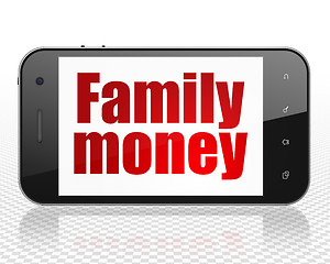 Image showing Currency concept: Family Money on Smartphone display