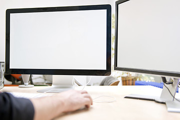 Image showing Dual computre screen for presentations and mockups