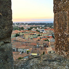 Image showing Sunset view over Carcassonne, France