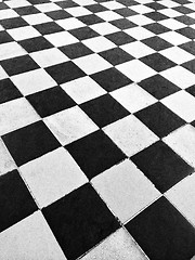 Image showing Black and white tile floor