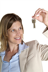 Image showing woman shows key