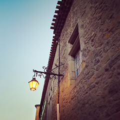 Image showing Old stone building with lantern