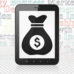 Image showing Business concept: Money Bag on Tablet Computer display