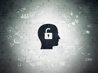 Image showing Business concept: Head With Padlock on Digital Paper background