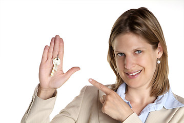 Image showing woman shows key