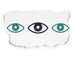 Image showing Security concept: eye icon on Torn Paper background