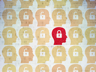 Image showing Business concept: head with padlock icon on Digital Paper background