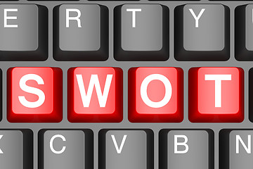 Image showing Red swot button on modern computer keyboard