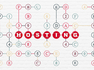 Image showing Web design concept: Hosting on wall background