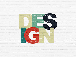Image showing Marketing concept: Design on wall background