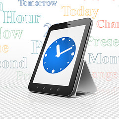 Image showing Timeline concept: Clock on Tablet Computer display