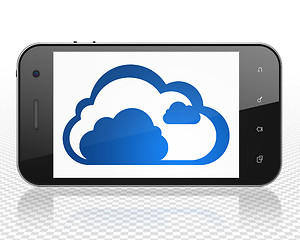 Image showing Cloud networking concept: Cloud on Smartphone display