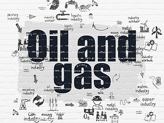 Image showing Manufacuring concept: Oil and Gas on wall background