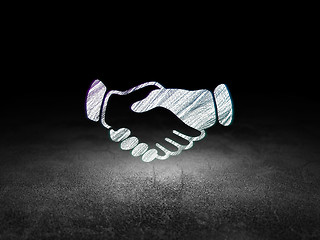 Image showing Political concept: Handshake in grunge dark room