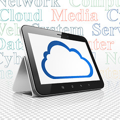 Image showing Cloud networking concept: Cloud on Tablet Computer display