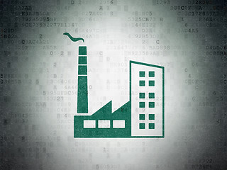 Image showing Manufacuring concept: Industry Building on Digital Paper background