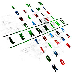 Image showing Studying concept: word Learning in solving Crossword Puzzle