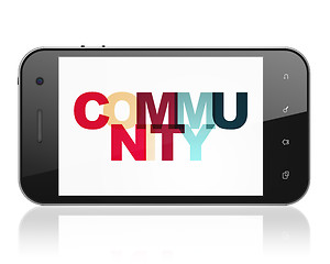 Image showing Social network concept: Community on Smartphone display