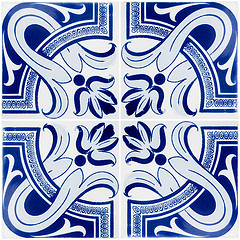 Image showing Traditional Portuguese glazed tiles