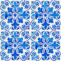 Image showing Traditional Portuguese glazed tiles