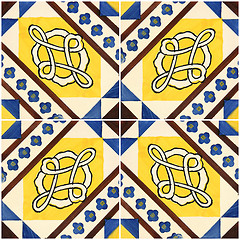 Image showing Traditional Portuguese glazed tiles