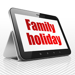Image showing Tourism concept: Family Holiday on Tablet Computer display