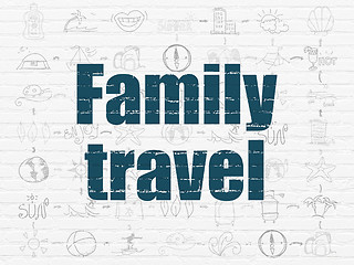 Image showing Vacation concept: Family Travel on wall background