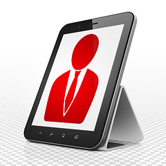 Image showing Law concept: Business Man on Tablet Computer display