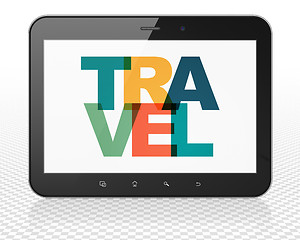 Image showing Tourism concept: Travel on Tablet Pc Computer display