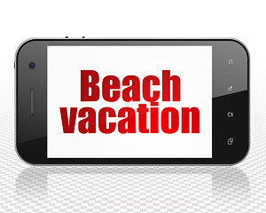 Image showing Tourism concept: Beach Vacation on Smartphone display