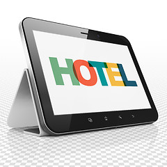 Image showing Tourism concept: Hotel on Tablet Computer display