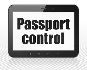 Image showing Travel concept: Passport Control on Tablet Pc Computer display