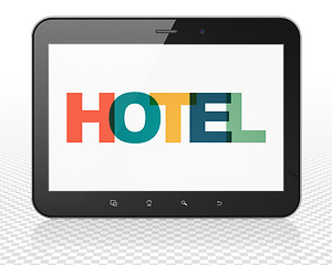 Image showing Tourism concept: Hotel on Tablet Pc Computer display