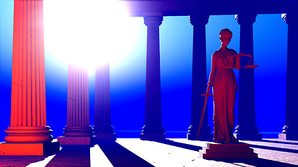 Image showing Lady of Justice in court