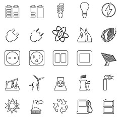 Image showing Electricity, Power and Energy Icon Set