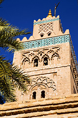 Image showing history in maroc africa  minaret palm    sky