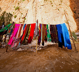 Image showing  in todra gorge morocco africa and scarf shop