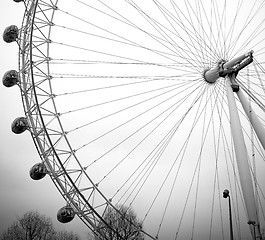 Image showing london eye in the spring sky and white clouds