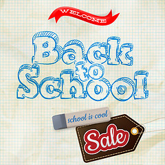 Image showing School Sale Label card. EPS 10