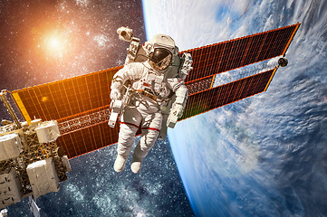 Image showing International Space Station and astronaut.