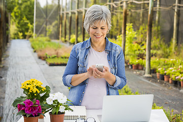 Image showing Working in a flower shop