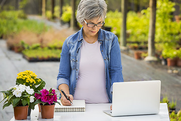 Image showing Working in a flower shop