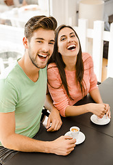 Image showing Young couple drinking coffee