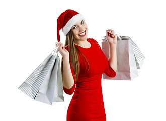 Image showing \rSanta Woman with shopping bags