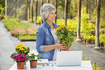 Image showing Working in a flower shop